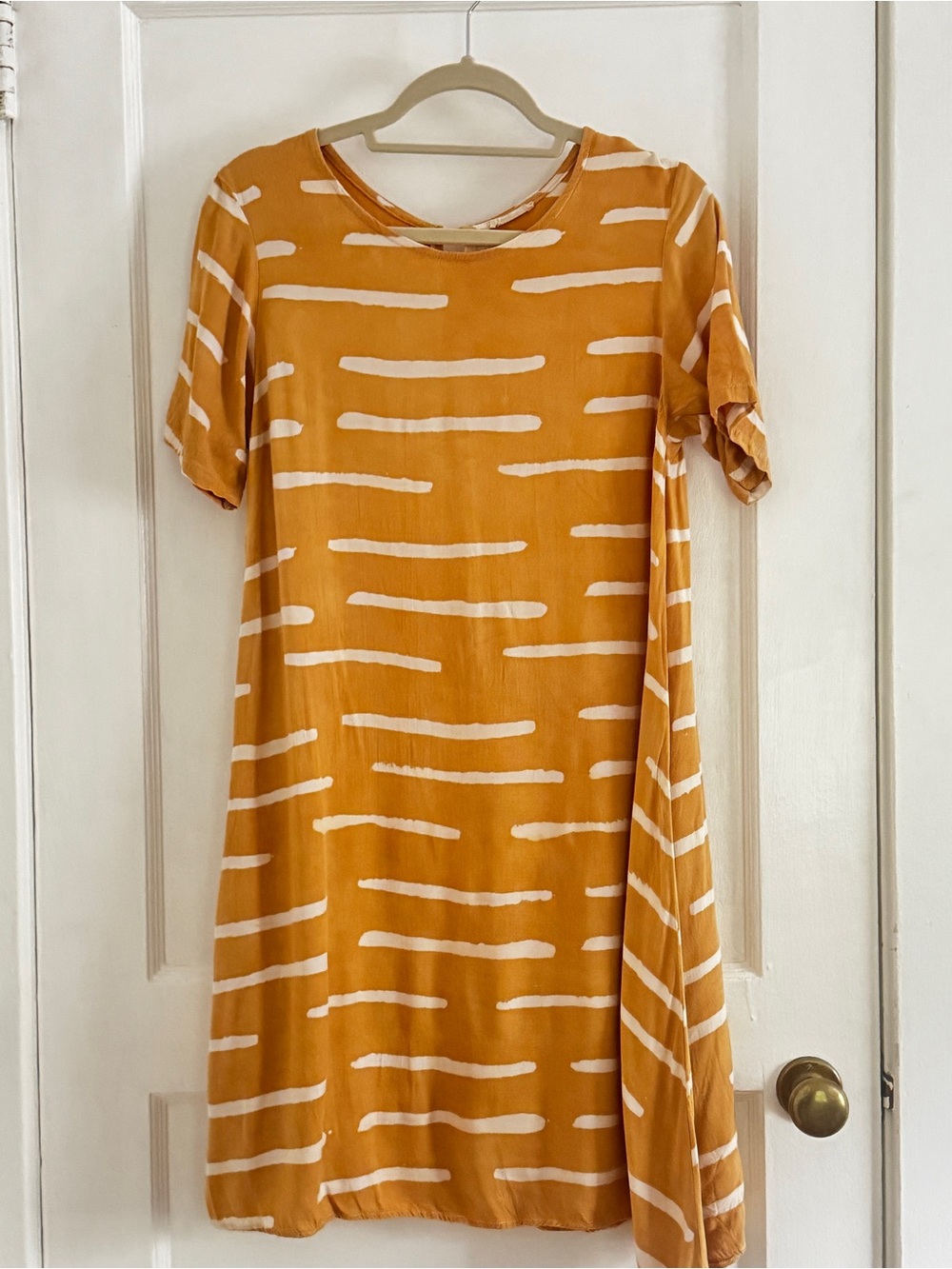 Anthropologie Mustard Stripe Casual Short-Sleeve Women's Dress